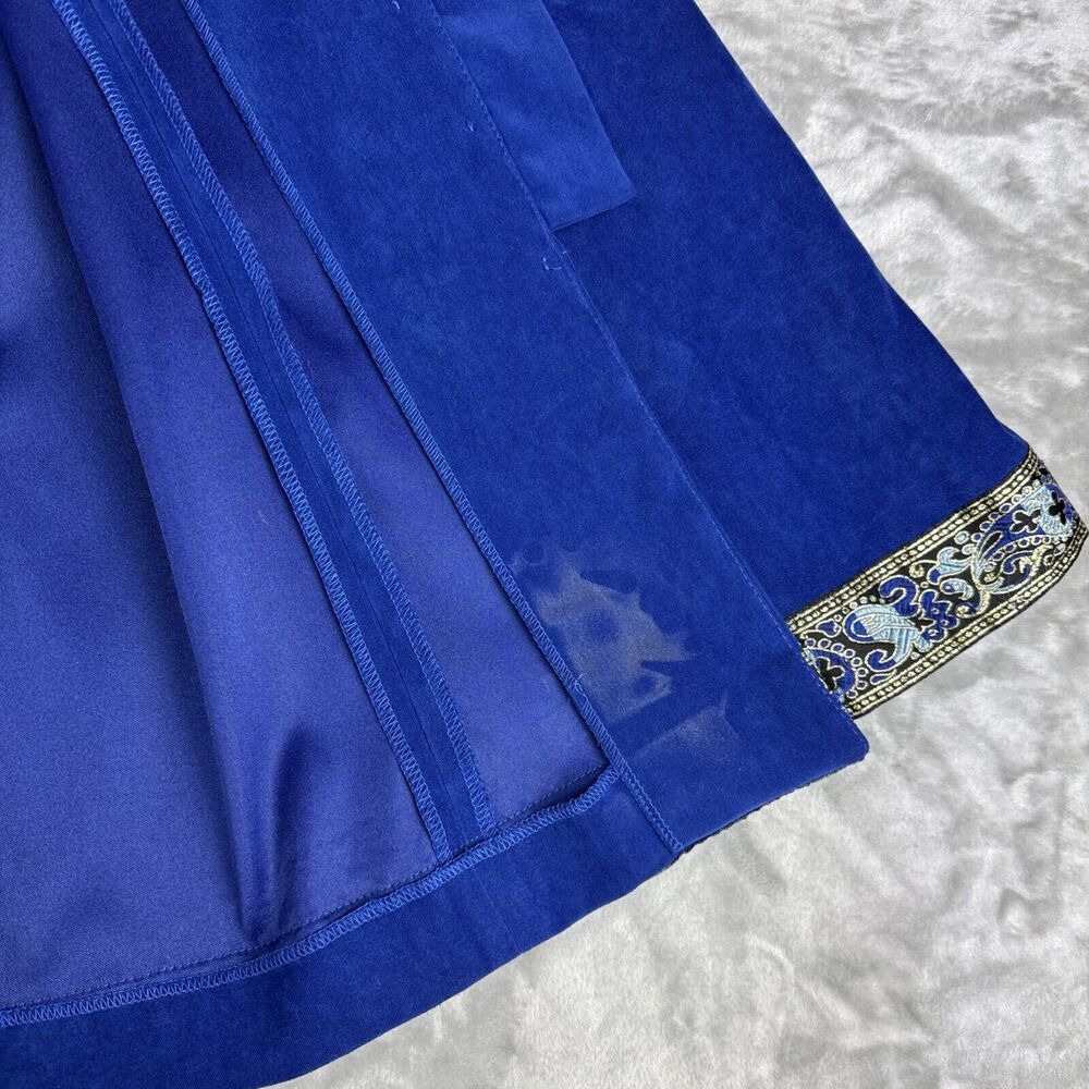 Vintage Jessica Howard Velvet Blazer Womens 8 Blue Gold Ribbon Trim Regal (1043) - Picture 7 of 12